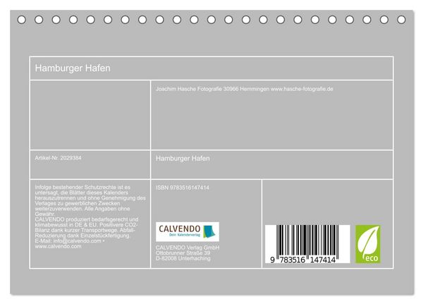 Produktbild: Hamburger Hafen (Tischkalender 2026 DIN A5 quer), CALVENDO Monatskalender
