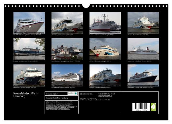 Produktbild: Kreuzfahrtschiffe in Hamburg (Wandkalender 2026 DIN A3 quer), CALVENDO Monatskalender