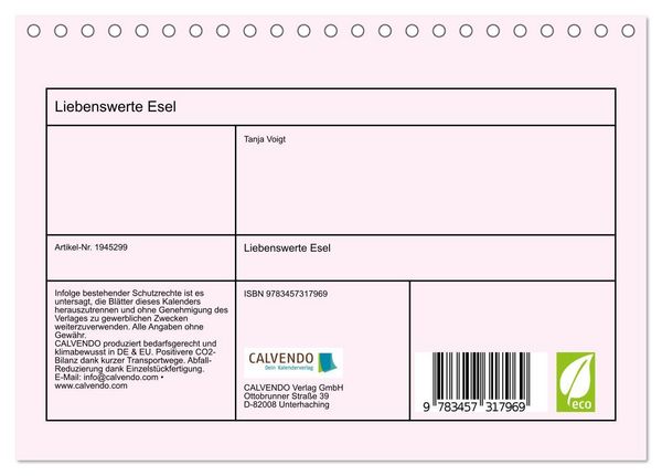 Produktbild: Liebenswerte Esel (Tischkalender 2026 DIN A5 quer), CALVENDO Monatskalender