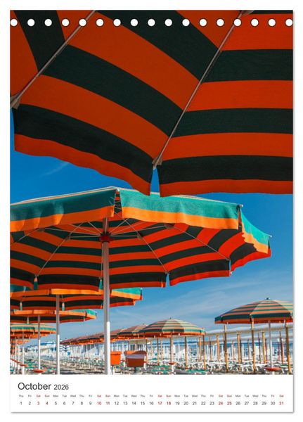 Produktbild: Rimini beach Umbrellas and cabins (Desk Calendar 2026 DIN A5 portrait), CALVENDO 12 Month DeskCalendar