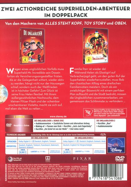 Produktbild: Die Unglaublichen 1+2 (Doppelpack) [3 DVDs]