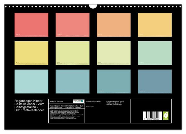 Produktbild: Regenbogen Kinder Bastelkalender - Zum Selbstgestalten - DIY Kreativ-Kalender (Wandkalender 2026 DIN A3 quer), CALVENDO Monatskalender