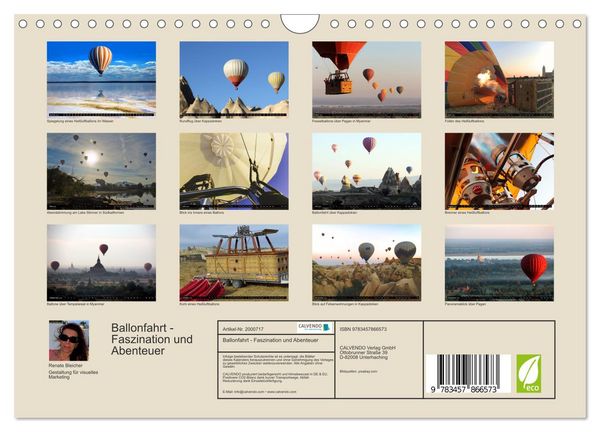 Produktbild: Ballonfahrt - Faszination und Abenteuer (Wandkalender 2026 DIN A4 quer), CALVENDO Monatskalender