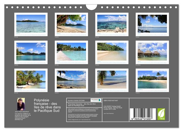 Produktbild: Polyn&eacute;sie fran&ccedil;aise - des &icirc;les de r&ecirc;ve dans le Pacifique Sud (Calendrier mural 2026 DIN A4 vertical), CALVENDO calendrier mensuel