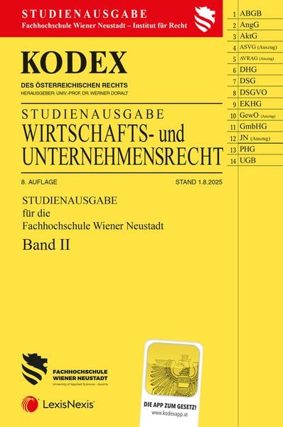 Produktbild: KODEX Wirtschafts- und Unternehmensrecht Band II (FH Wr. Neustadt) 2025