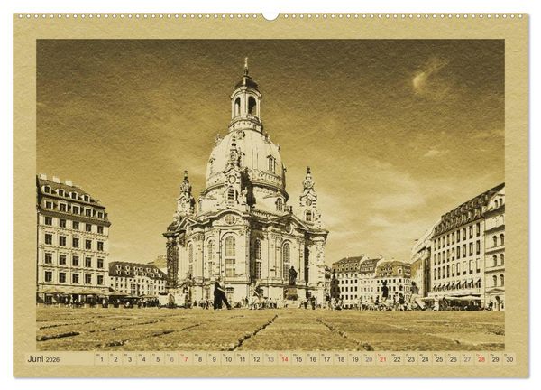 Produktbild: Dresden - Ein Kalender im Zeitungsstil (hochwertiger Premium Wandkalender 2026 DIN A2 quer), Kunstdruck in Hochglanz