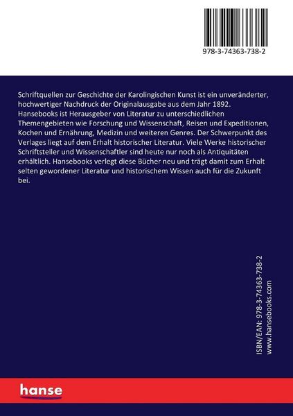 Produktbild: Schriftquellen zur Geschichte der Karolingischen Kunst