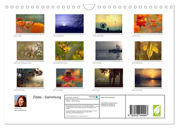 Produktbild: Zitate - Sammlung (Wandkalender 2026 DIN A4 quer), CALVENDO Monatskalender