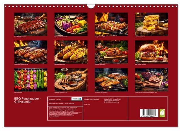 Produktbild: BBQ Feuerzauber - Grillkalender (Wandkalender 2026 DIN A3 quer), CALVENDO Monatskalender