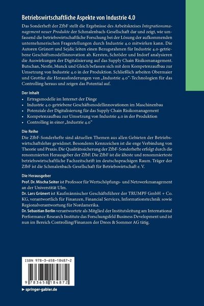 Produktbild: Betriebswirtschaftliche Aspekte von Industrie 4.0