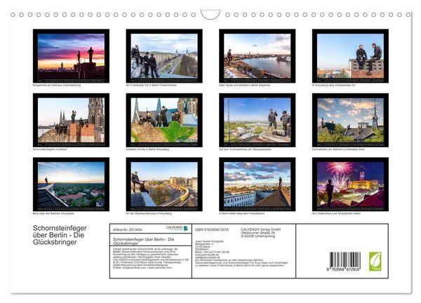 Produktbild: Schornsteinfeger &uuml;ber Berlin - Die Gl&uuml;cksbringer (Wandkalender 2027 DIN A3 quer), CALVENDO Monatskalender