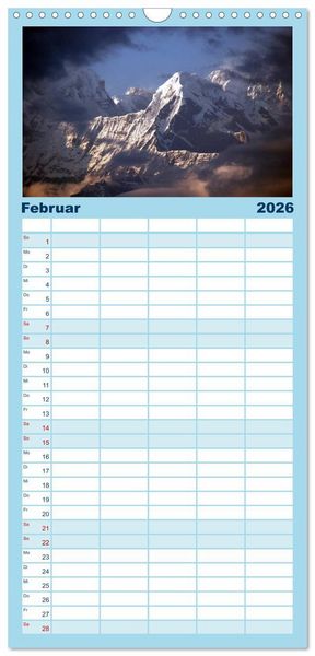 Produktbild: Familienplaner 2026 - Himalaya - Tr&auml;ume mit 5 Spalten (Wandkalender, 21 x 45 cm) CALVENDO