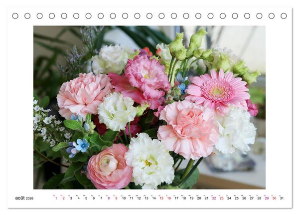 Produktbild: Fleurs - un m&eacute;lange color&eacute; (Calendrier de bureau 2026 DIN A5 vertical), CALVENDO calendrier mensuel