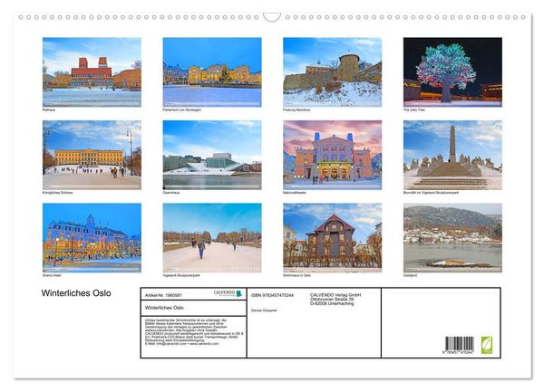 Produktbild: Winterliches Oslo (Wandkalender 2026 DIN A2 quer), CALVENDO Monatskalender