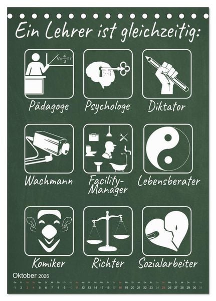 Produktbild: Coole Lehrerspr&uuml;che (Tischkalender 2026 DIN A5 hoch), CALVENDO Monatskalender