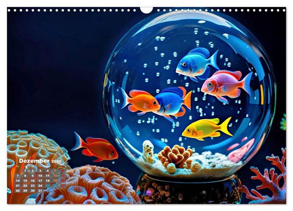 Produktbild: Aquarium in einer Glaskugel (Wandkalender 2026 DIN A3 quer), CALVENDO Monatskalender