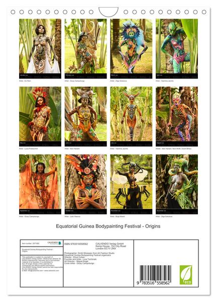 Produktbild: Equatorial Guinea Bodypainting Festival - Origins (Wall Calendar 2026 DIN A4 portrait), CALVENDO 12 Month Wall Calendar