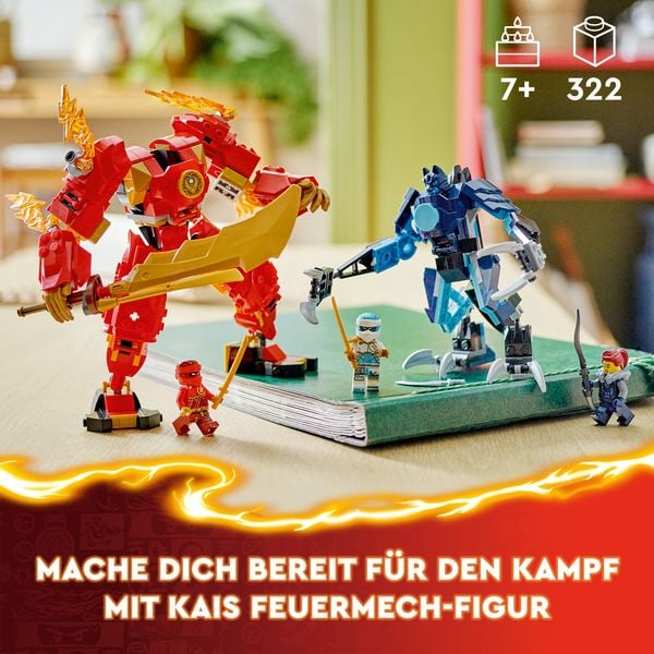 LEGO NINJAGO 71808 Kais Feuermech, Action-Spielzeug mit 2 Actionfiguren
