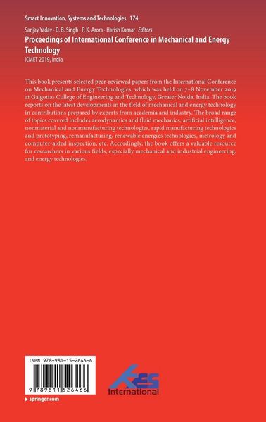 Produktbild: Proceedings of International Conference in Mechanical and Energy Technology