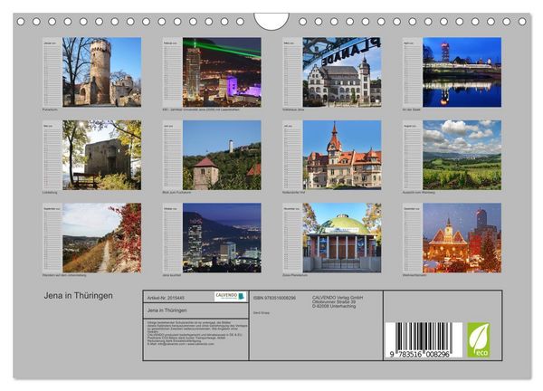 Produktbild: Jena in Th&uuml;ringen (Wandkalender 2026 DIN A4 quer), CALVENDO Monatskalender