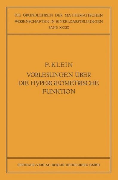 Produktbild: Vorlesungen &uuml;ber die Hypergeometrische Funktion