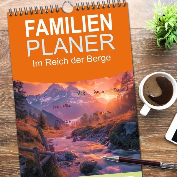Produktbild: Familienplaner 2026 - Im Reich der Berge mit 5 Spalten (Wandkalender, 21 x 45 cm) CALVENDO