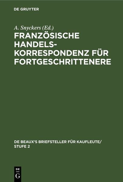 Produktbild: Franz&ouml;sische Handelskorrespondenz f&uuml;r Fortgeschrittenere