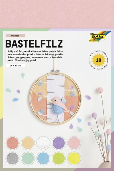 Folia Bastelfilz PASTELL 150g/m², 20x30cm, 10 Blatt farbig