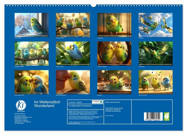 Produktbild: Im Wellensittich Wunderland (hochwertiger Premium Wandkalender 2026 DIN A2 quer), Kunstdruck in Hochglanz