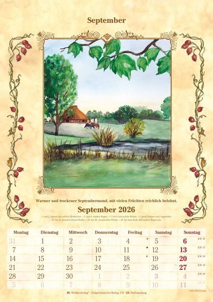 Produktbild: Bauernkalender 2025 - Bildkalender A3 (29,7x42 cm) - mit Feiertagen (DE/AT/CH) und Platz für Notizen - inkl. Bauernregeln - Wandkalender