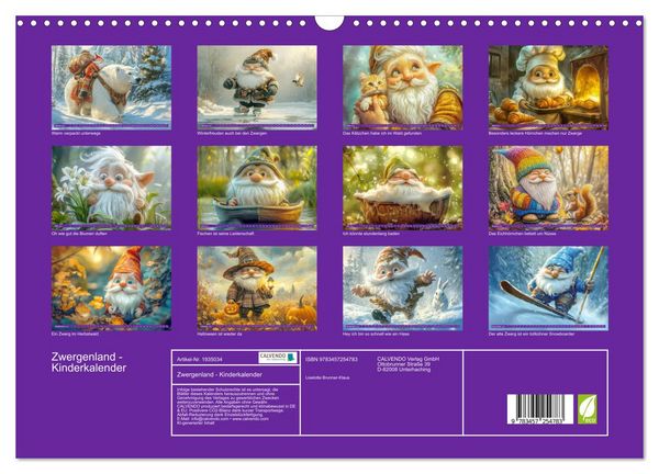 Produktbild: Zwergenland - Kinderkalender (Wandkalender 2026 DIN A3 quer), CALVENDO Monatskalender