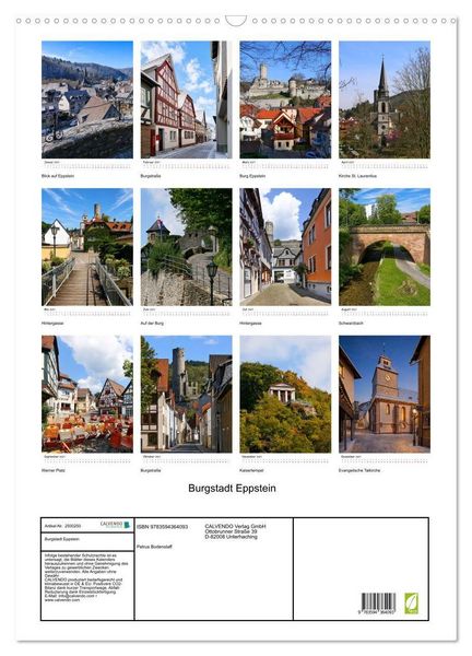 Produktbild: Burgstadt Eppstein (Wandkalender 2027 DIN A2 hoch), CALVENDO Monatskalender
