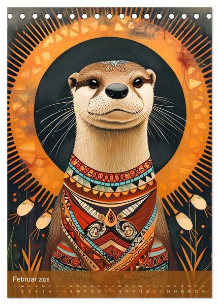 Produktbild: Totem-Tiere - Mythische Illustrationen von Krafttieren (Tischkalender 2026 DIN A5 hoch), CALVENDO Monatskalender