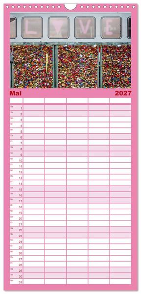 Produktbild: Familienplaner 2027 - Liebesschl&ouml;sser, Ich liebe Dich mit 5 Spalten (Wandkalender, 21 x 45 cm) CALVENDO