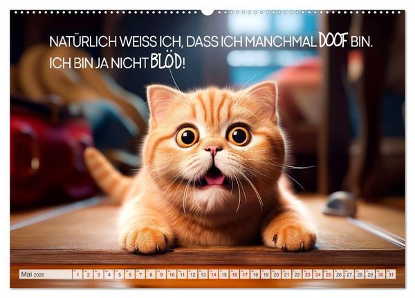 Produktbild: S&uuml;&szlig;e Katzen und coole Spr&uuml;che (Wandkalender 2026 DIN A2 quer), CALVENDO Monatskalender