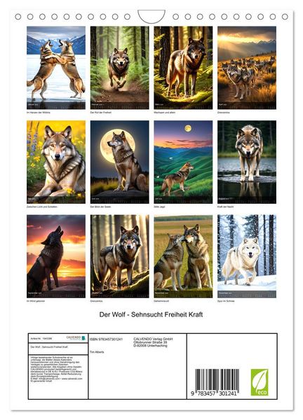 Produktbild: Der Wolf - Sehnsucht Freiheit Kraft (Wandkalender 2026 DIN A4 hoch), CALVENDO Monatskalender