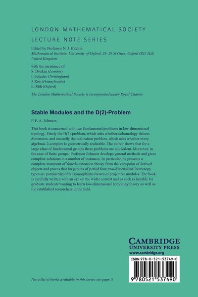 Produktbild: Stable Modules and the D(2)-Problem