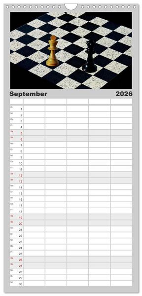Produktbild: Familienplaner 2026 - SCHACH - Spiel der K&ouml;nige mit 5 Spalten (Wandkalender, 21 x 45 cm) CALVENDO