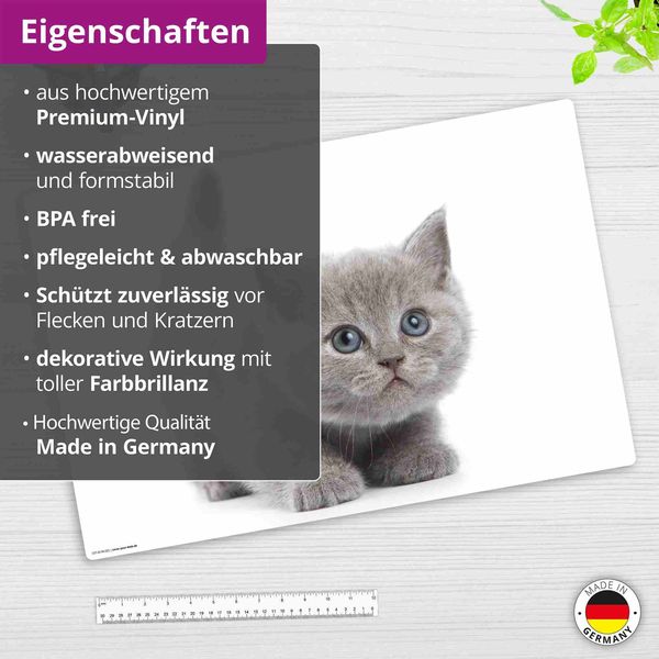 Produktbild: Cover-your-desk Schreibtischunterlage f&uuml;r Kinder und Erwachsene S&uuml;&szlig;e graue Katze, aus hochwertigem Vinyl , 60 x 40 cm