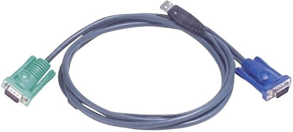 ATEN KVM Anschlusskabel [1x SPHD-15-Stecker - 1x VGA-Stecker, USB 2.0 Stecker A] 5.00m Schwarz