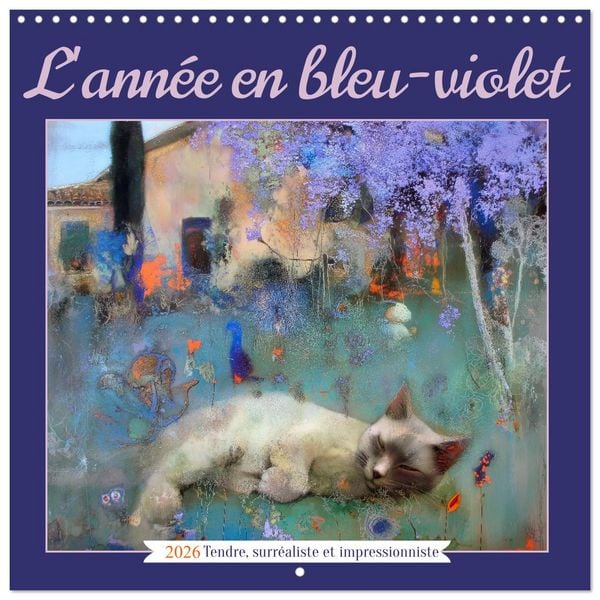Produktbild: L'ann&eacute;e en bleu-violet (Calendrier mural carr&eacute; 2026 30x30 cm) Calendrier double avec une page pour vos prises de notes