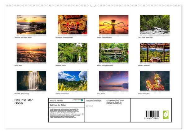Produktbild: Bali Insel der G&ouml;tter (hochwertiger Premium Wandkalender 2026 DIN A2 quer), Kunstdruck in Hochglanz