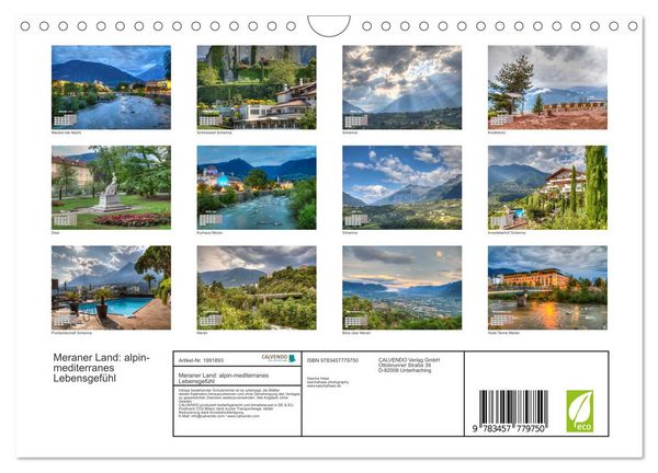 Produktbild: Meraner Land: alpin-mediterranes Lebensgef&uuml;hl (Wandkalender 2026 DIN A4 quer), CALVENDO Monatskalender