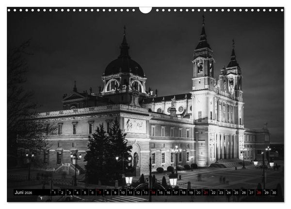 Produktbild: Madrid - Schwarz-Wei&szlig; Impressionen (Wandkalender 2026 DIN A3 quer), CALVENDO Monatskalender