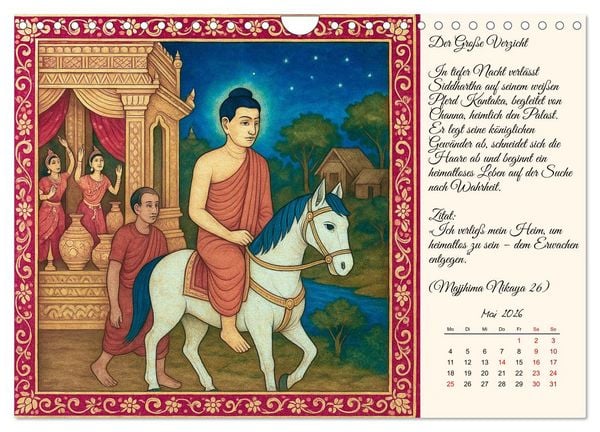 Produktbild: Siddhartas Pfad zum Buddha (Wandkalender 2026 DIN A4 quer), CALVENDO Monatskalender