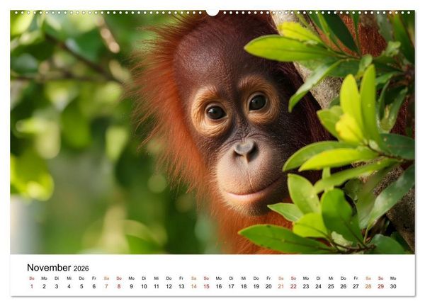 Produktbild: Orang Utans - Leben in den Baumkronen (hochwertiger Premium Wandkalender 2026 DIN A2 quer), Kunstdruck in Hochglanz