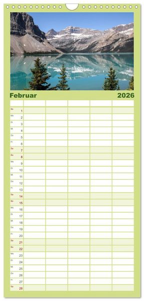 Produktbild: Familienplaner 2026 - Kanada mit 5 Spalten (Wandkalender, 21 x 45 cm) CALVENDO
