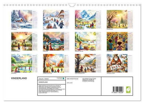Produktbild: KINDERLAND (Wandkalender 2026 DIN A3 quer), CALVENDO Monatskalender