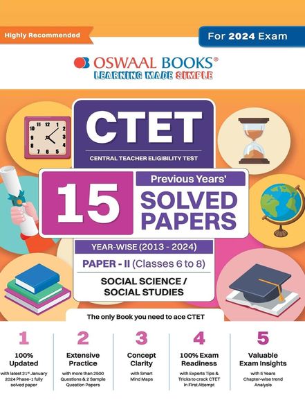 Oswaal CTET (Central Teachers Eligibility Test) Paper-II | Classes 6 - 8 | 15 Year's Solved Papers | Social Science and 