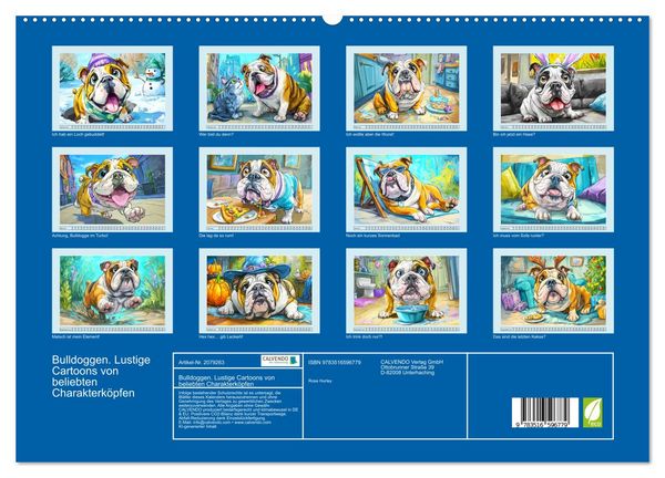 Produktbild: Bulldoggen. Lustige Cartoons von beliebten Charakterk&ouml;pfen (hochwertiger Premium Wandkalender 2026 DIN A2 quer), Kunstdruck in Hochglanz